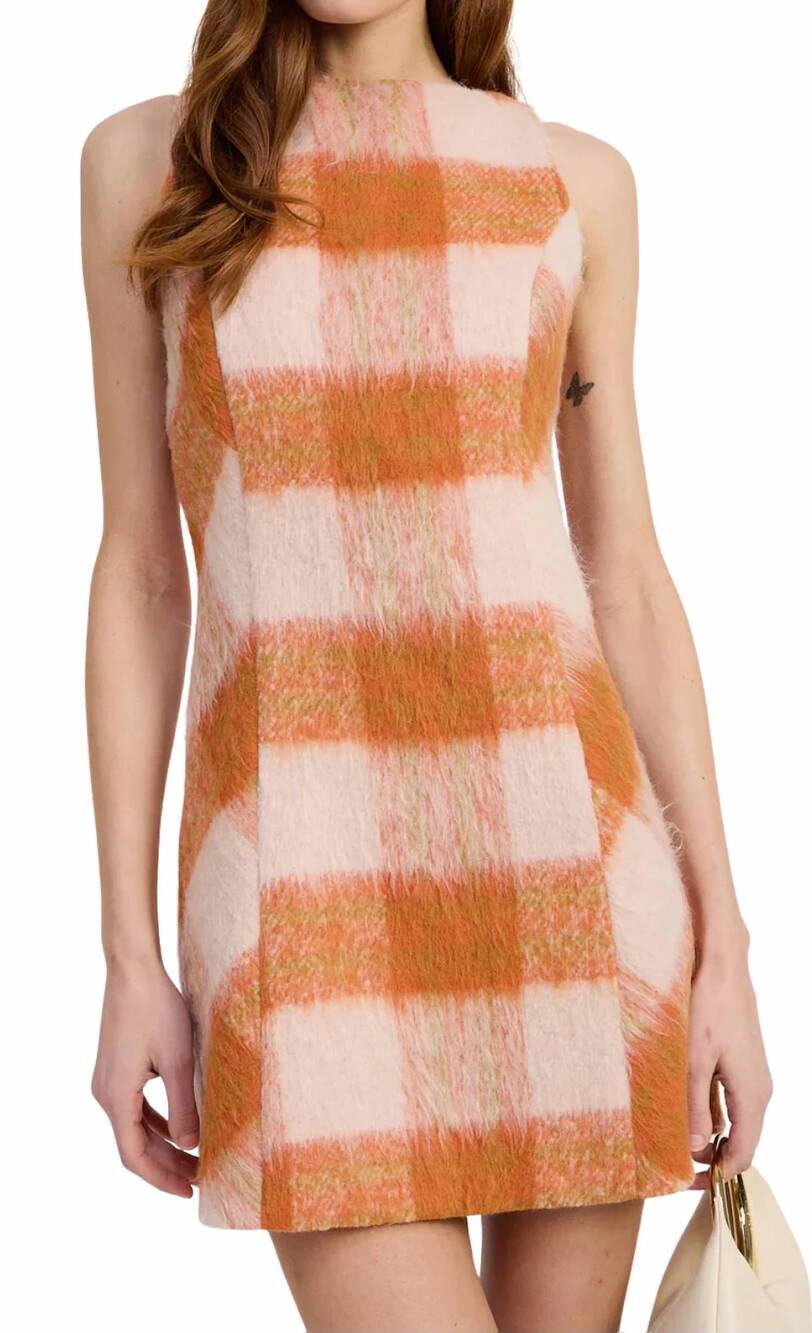 NEW EN SAISON elizabeth mini dress in orange plaid